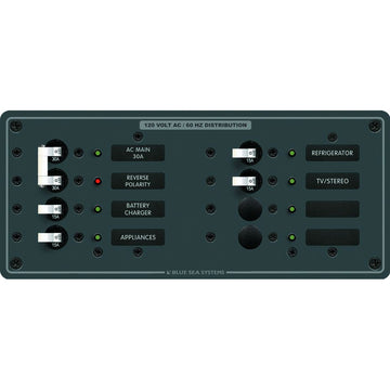 Blue Sea Systems 8412 AC Main + 6 Position Electrical Panel, White