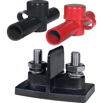 Blue Sea Systems Dual PowerPost Cable Connector, 5/16" & 3/8" Studs, 48V