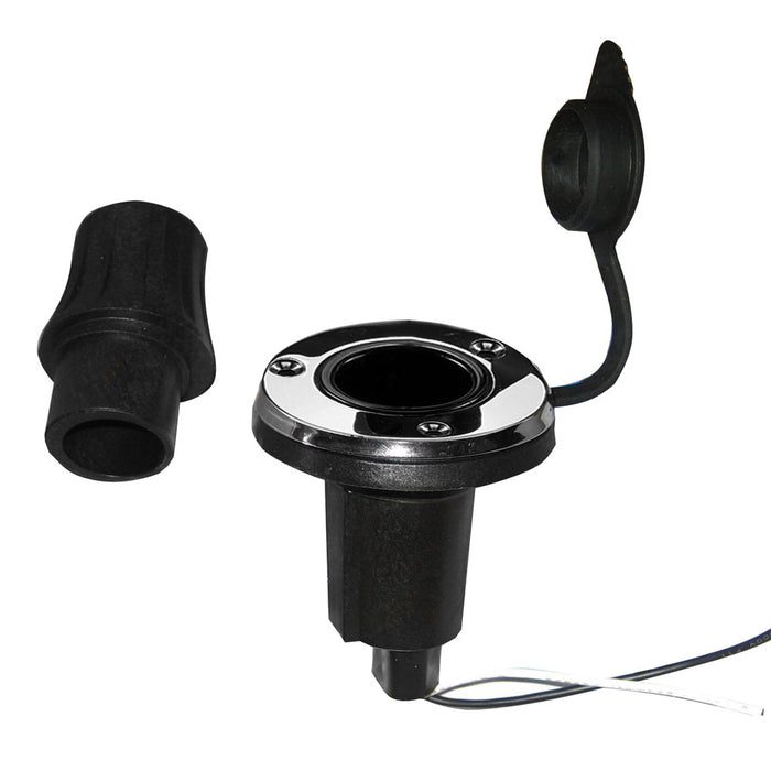 Perko Locking Collar Pole Light Mounting Base, 2-Pin, Round, Stainless Steel