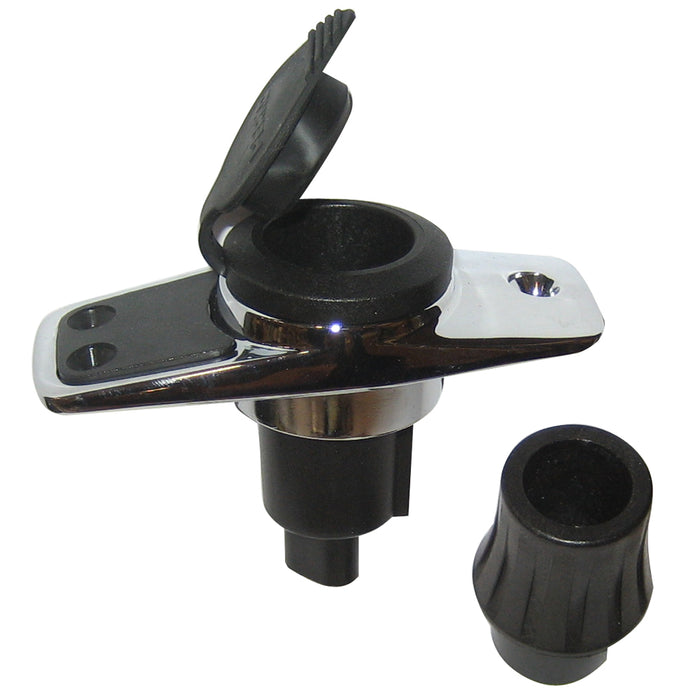 Perko Locking Collar Pole Light Mounting Base, 2-Pin, Chrome Plated