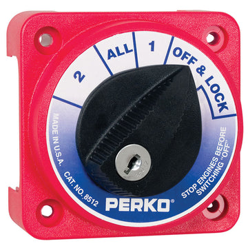 Perko Compact 4-Position Battery Selector Switch - 2-Battery, Key Lock