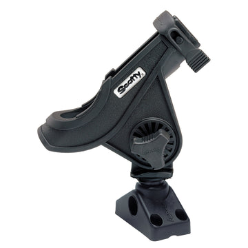 Scotty Bait Caster/Spinning Rod Holder with No. 241 Deck/Side Mount, Black
