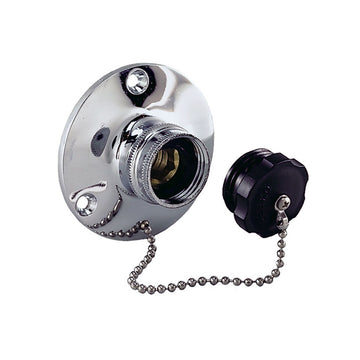 Perko Water Inlet Fitting with Plug, Chrome Plated Bronze, 1/2" NPT