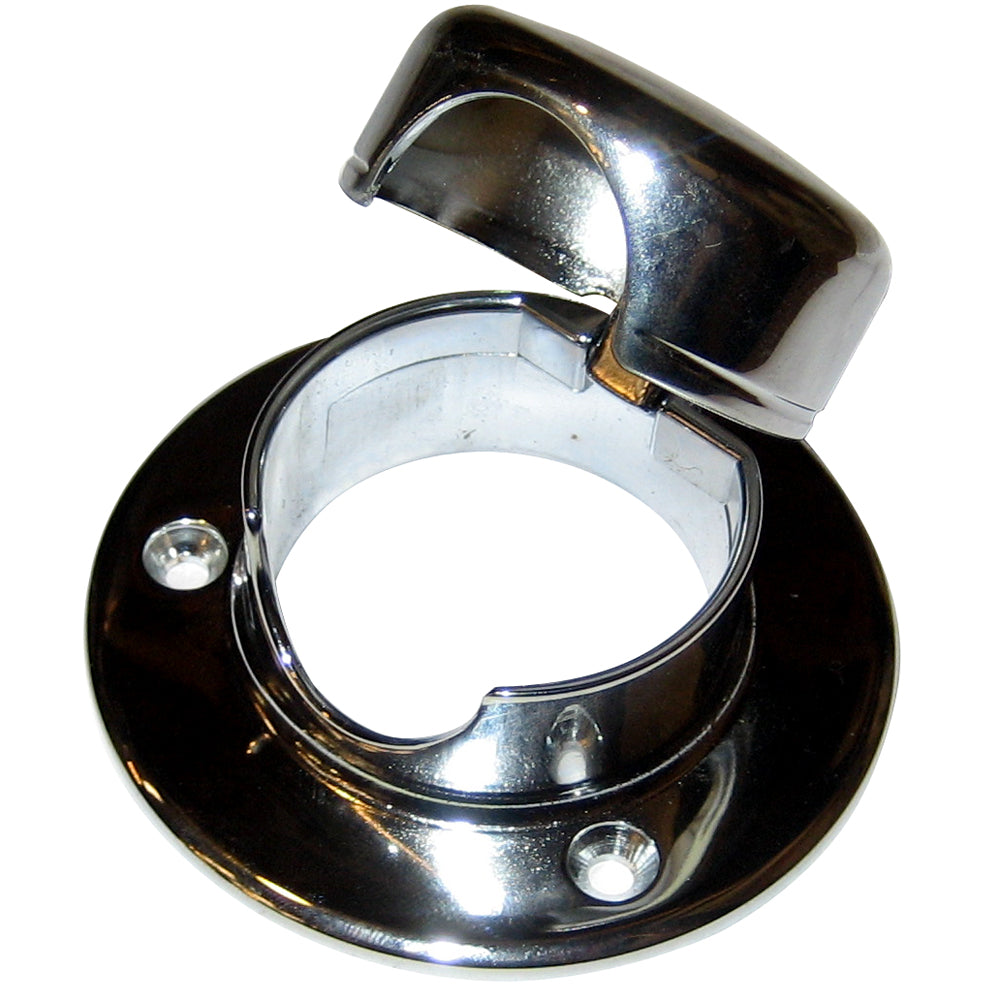 Perko Rope Deck Pipe with Hinged Cover, Chrome Plated, 1" Max Rope