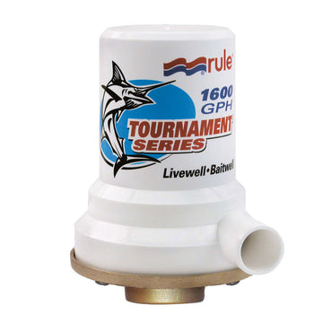 Rule Tournament Series Bronze Base Livewell Pump, 1600 GPH, 12V