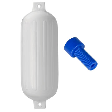 Polyform G-6 Twin Eye Boat Fender, 11 in. x 30 in., White with Adapter