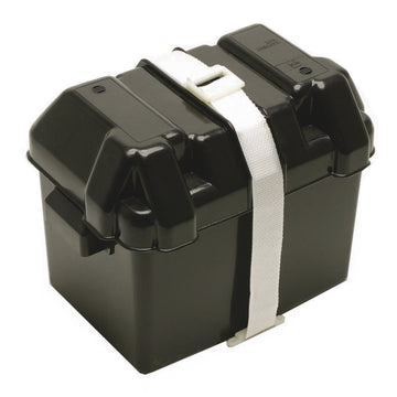 BoatBuckle Battery Box Tie-Down, Lockable, 1.5" x 3.5' White