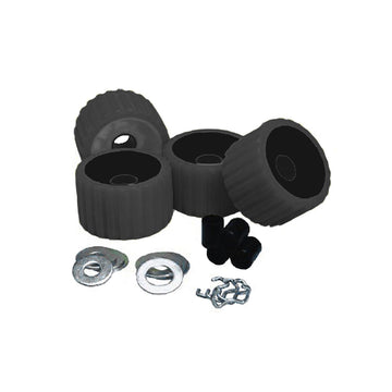 C.E. Smith Ribbed Roller Replacement Kit, 4 Pack, Black (5" x 3")