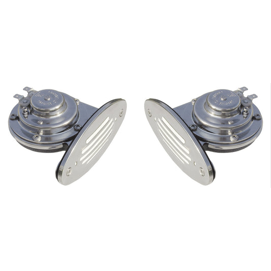 Schmitt Marine Mini Stainless Steel Dual Drop-In Horn w/Stainless Steel Grills High & Low Pitch