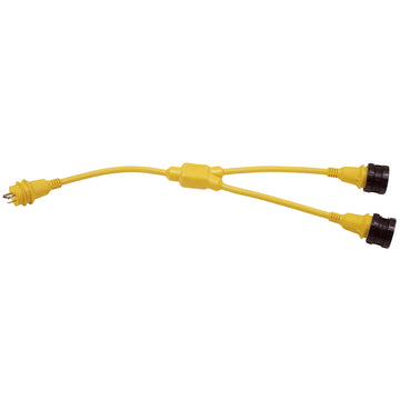 Marinco Y-Adapter, 2x30A 125V Locking Female to 30A 125V Locking Male, UL Listed