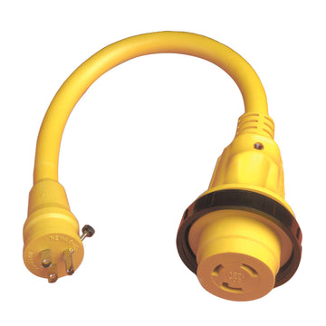 Marinco Pigtail Adapter Plus, 30A Locking Female to 15A Straight Blade Male