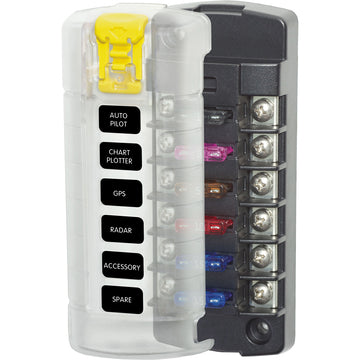Blue Sea Systems 5035 ST Blade Fuse Block w/Cover, 6 Circuit