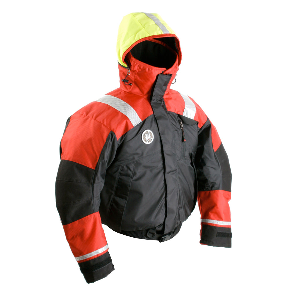 First Watch AB-1100 PRO Flotation Bomber Jacket, Red/Black, USCG Type III PFD