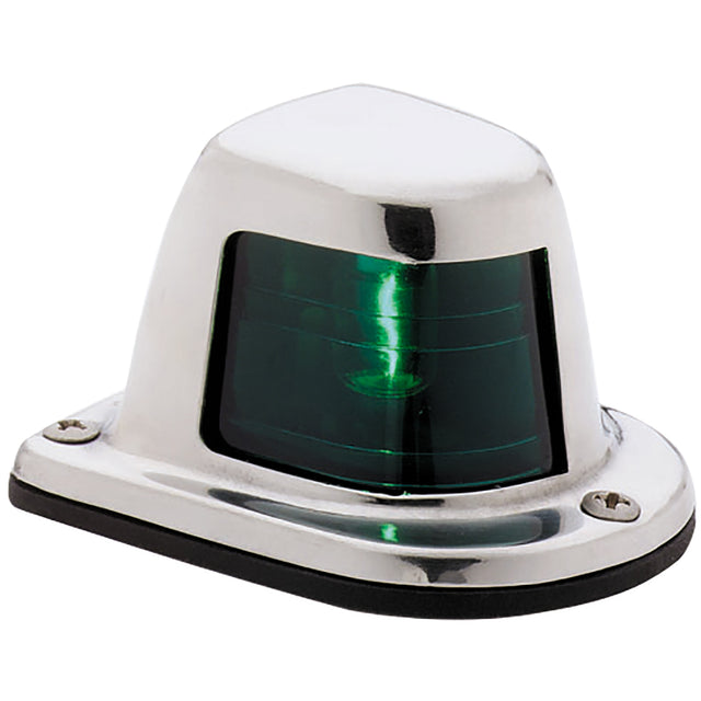 Attwood 1-Mile Green Sidelight, Deck Mount, 12 V, Stainless Steel Housing, Part 66319G7