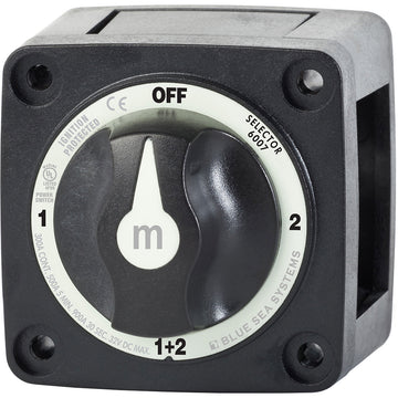 Blue Sea Systems m-Series Mini Selector Battery Switch, 4-Position Black