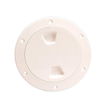 Beckson Marine 4" Smooth Center Screw-Out Deck Plate, Beige - Watertight