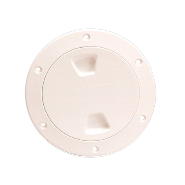Beckson 4 in. Smooth Center Screw-Out Deck Plate, Beige (DP40-N)