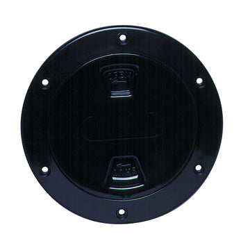 Beckson Marine 4" Smooth Center Screw-Out Deck Plate, Black - Watertight