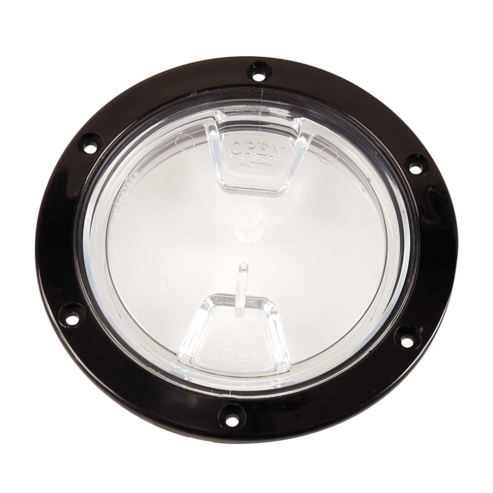 Beckson 4 in. Clear Center Screw-Out Deck Plate, Black