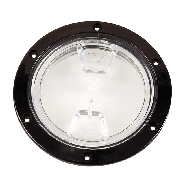 Beckson 4 in. Clear Center Screw-Out Deck Plate, Black