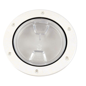 Beckson Marine DP40-W-C Clear Center Screw-Out Deck Plate, White