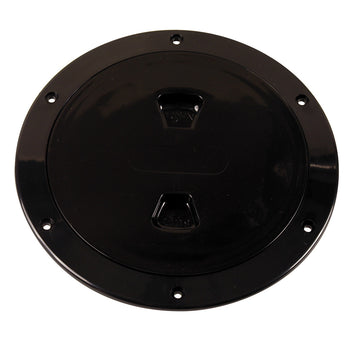 Beckson Marine 6" Smooth Center Screw-Out Deck Plate, Black