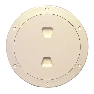 Beckson Marine 6 in. Smooth Center Screw-Out Deck Plate, Beige
