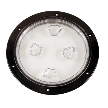 Beckson Marine 8" Clear Center Screw-Out Deck Plate, Black, Made in USA