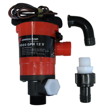 Johnson Pump Twin Port 1000 GPH Livewell Aerating Pump, 12V, Part 48903