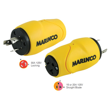 Marinco 30A Male to 15A Female Straight Shore Power Adapter