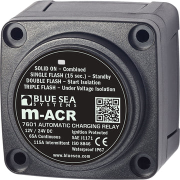 Blue Sea Systems m-Series ACR, 12/24V DC 65 Amp, Ignition Protected