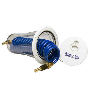 HoseCoil Flush Mount Enclosure with Nozzle, 15' Polyether Hose – HC15F