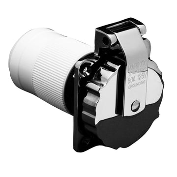 Marinco 50A 125V Easy Lock Stainless Steel Shore Power Inlet, UL Listed