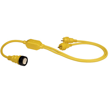 Marinco Reverse Y-Adapter, 50A 125/250V Female to Dual 30A 125V Male