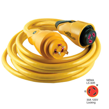 Marinco EEL Shore Power Cordset, 30A 125V 50' Yellow – UL Listed