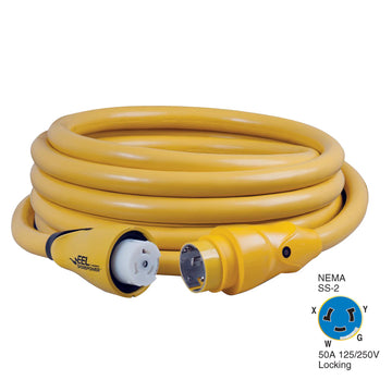 Marinco EEL 50A 125V/250V Shore Power Cordset, 25 ft., Yellow