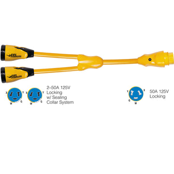 Marinco EEL Y-Adapter, 2x50A Female to 1x50A Male, 125/250V - UL Approved