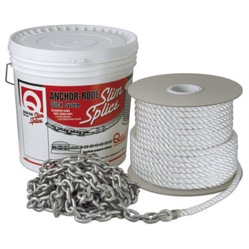 Quick Anchor Rode, 15' 7mm Chain & 300' 1/2" Polyester Rope with Slim Splice