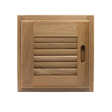 Whitecap Teak Louvered Door & Frame, Right Hand, 12" x 12" (11" x 11" Cutout)