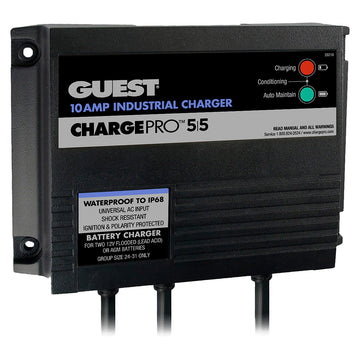 Guest ChargePro 28210 On-Board Marine Battery Charger, 10 Amp 2-Bank