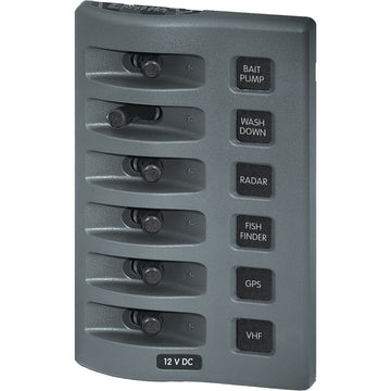 Blue Sea Systems WeatherDeck 12V DC Waterproof Switch Panel, 6 Pos