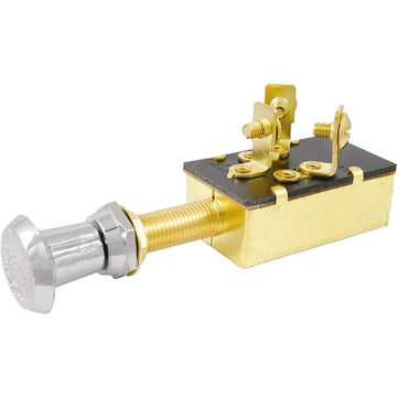 Attwood Marine Three-Position Push/Pull Switch, Off/On/On, Chrome Plated