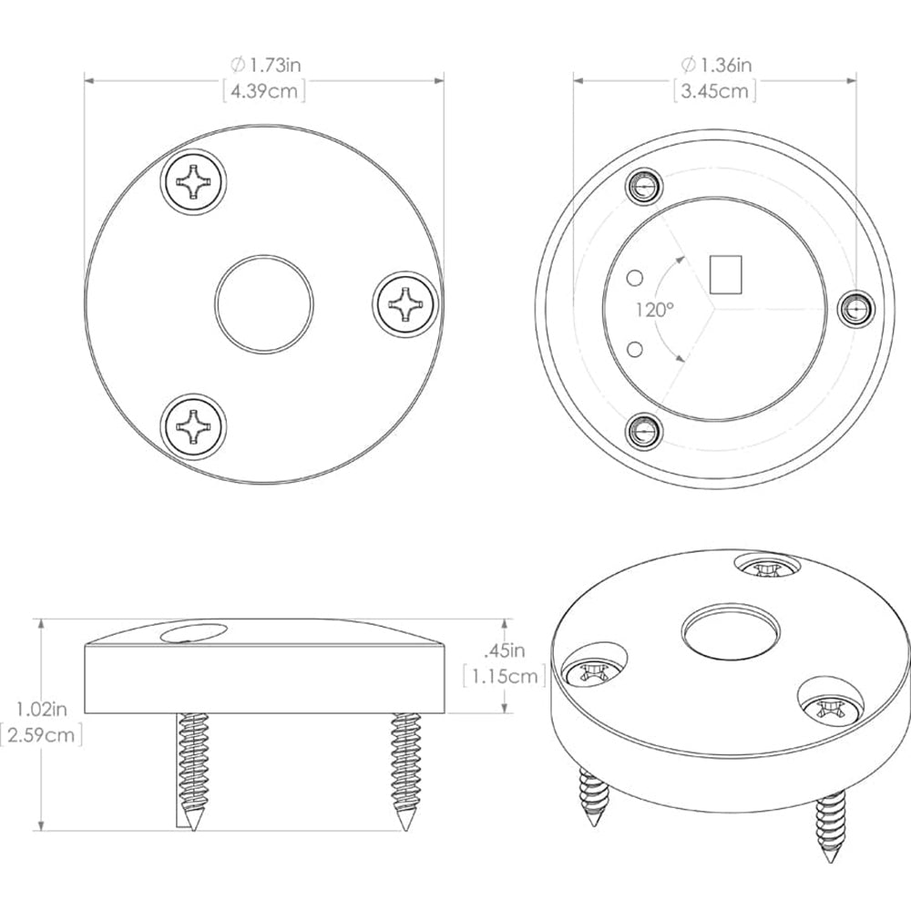 Lumitec Anywhere Light, Tri-Color LED, Dimmable, Brushed Aluminum Housing