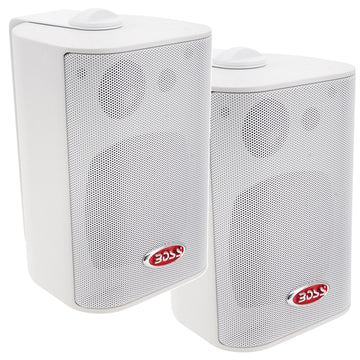 Boss Audio MR4.3W 4-Inch 3-Way Marine Enclosed Box Speakers, White