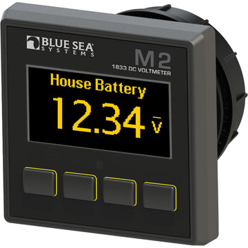 Blue Sea Systems M2 DC Voltmeter, 8-70V, Monitors 4 Battery Banks