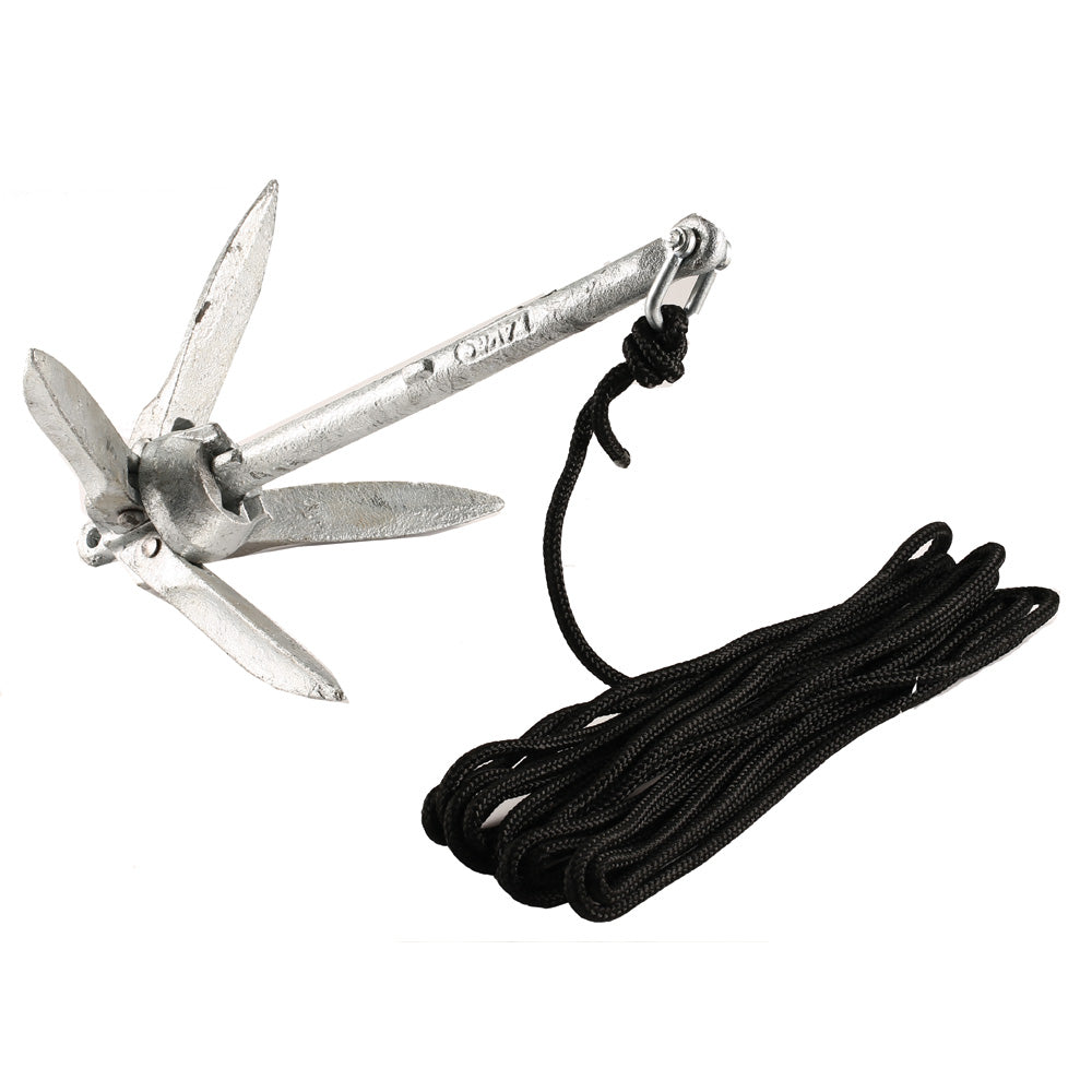 Attwood Marine Kayak Grapnel Anchor Kit, 3lb with 20ft MFP Rope & Storage Bag