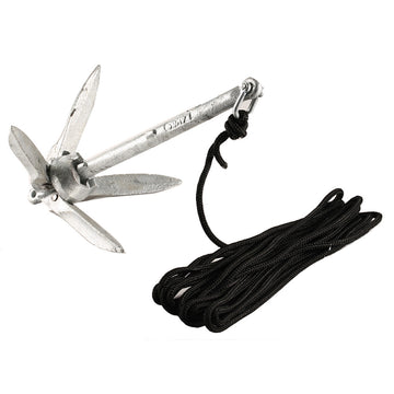 Attwood Marine Kayak Grapnel Anchor Kit, 3lb with 20ft MFP Rope & Storage Bag