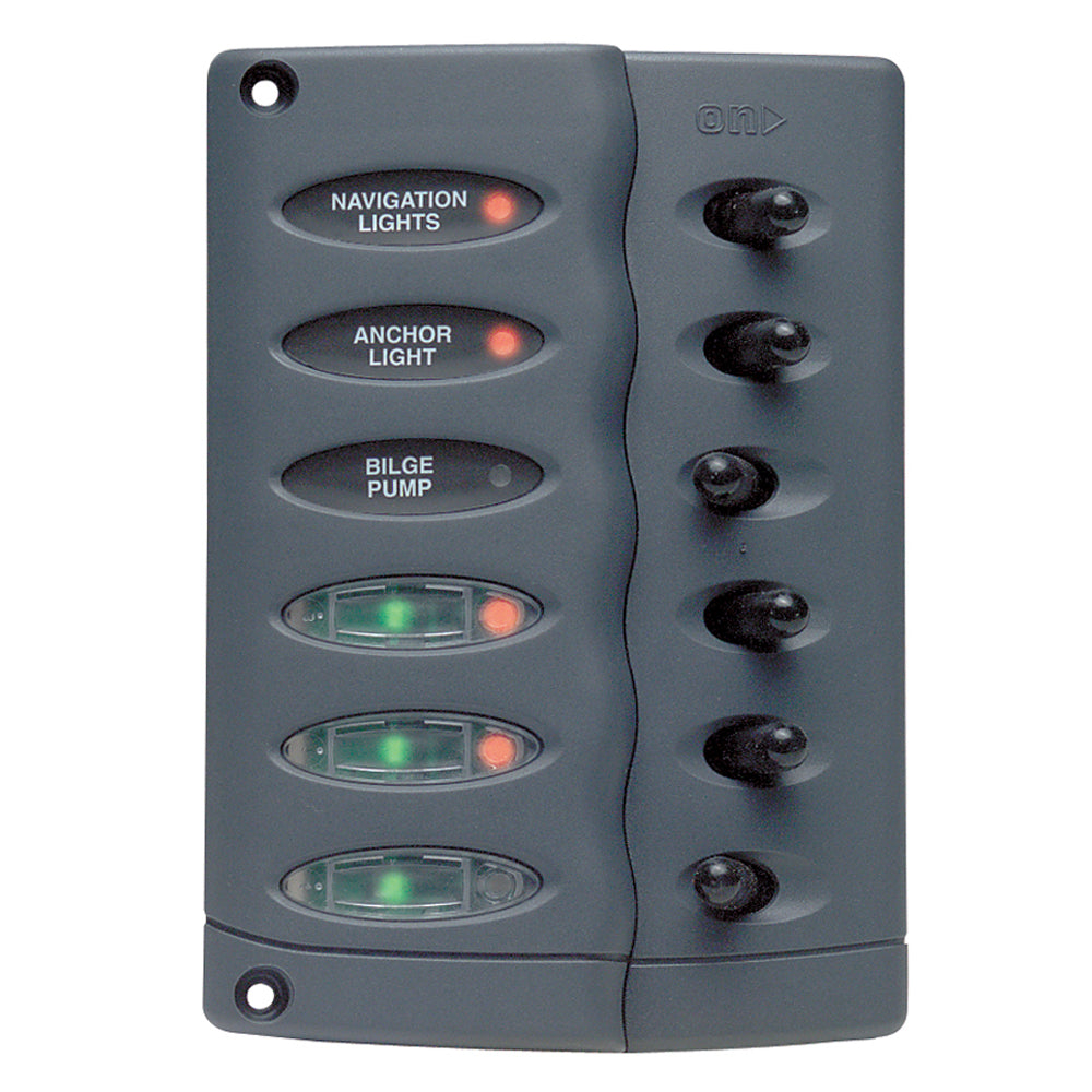 BEP Marine Contour Switch Panel, Waterproof 6-Way, 12V DC, IPX5