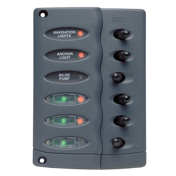 BEP Marine Contour Switch Panel, Waterproof 6-Way, 12V DC, IPX5