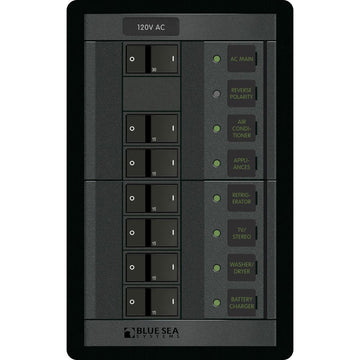 Blue Sea Systems 1202 120V AC Main + 6 Position Panel, Vertical